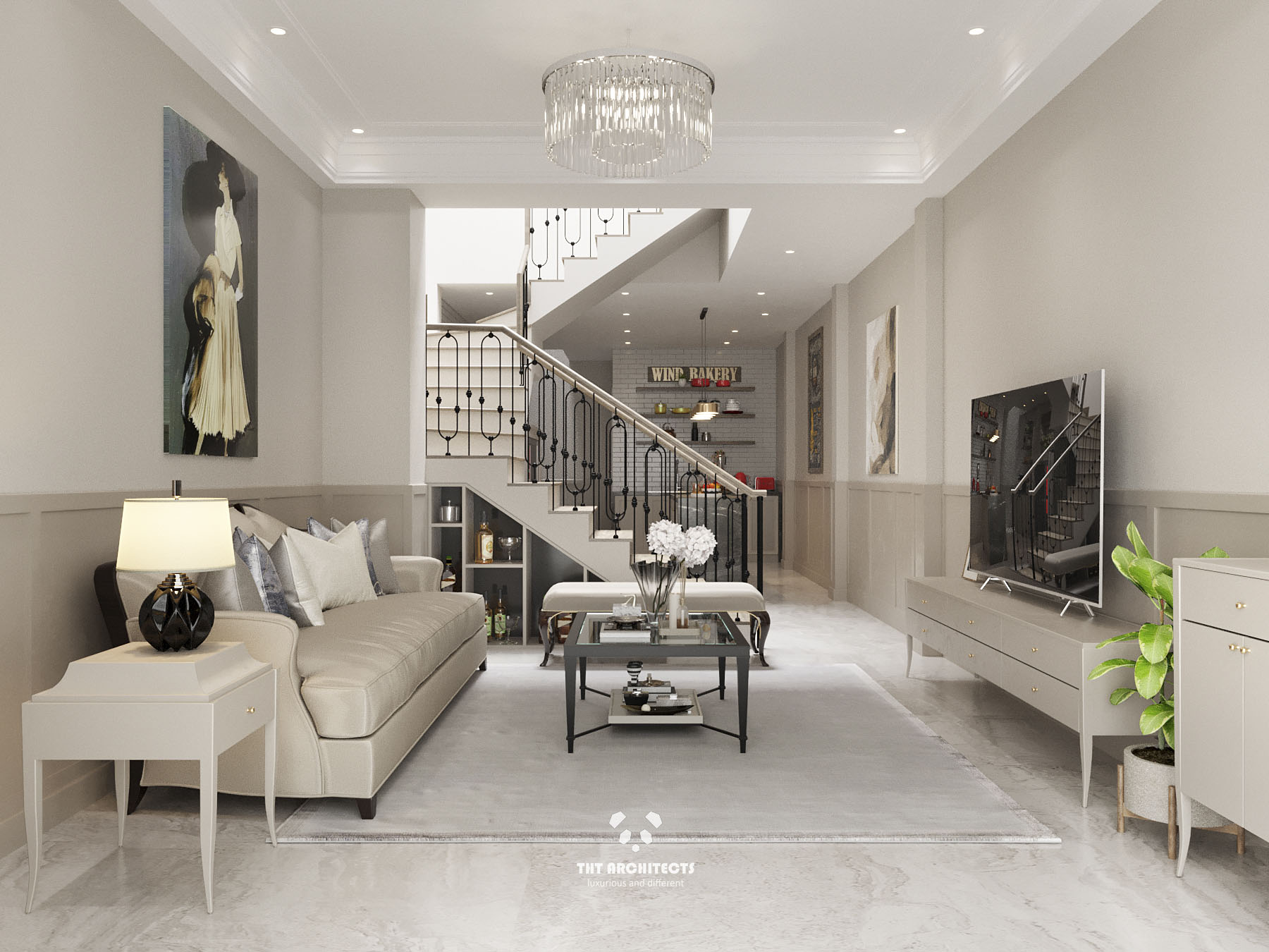 tht architects - Nhà cô Nga Đà Lạt - phòng khách bếp 02